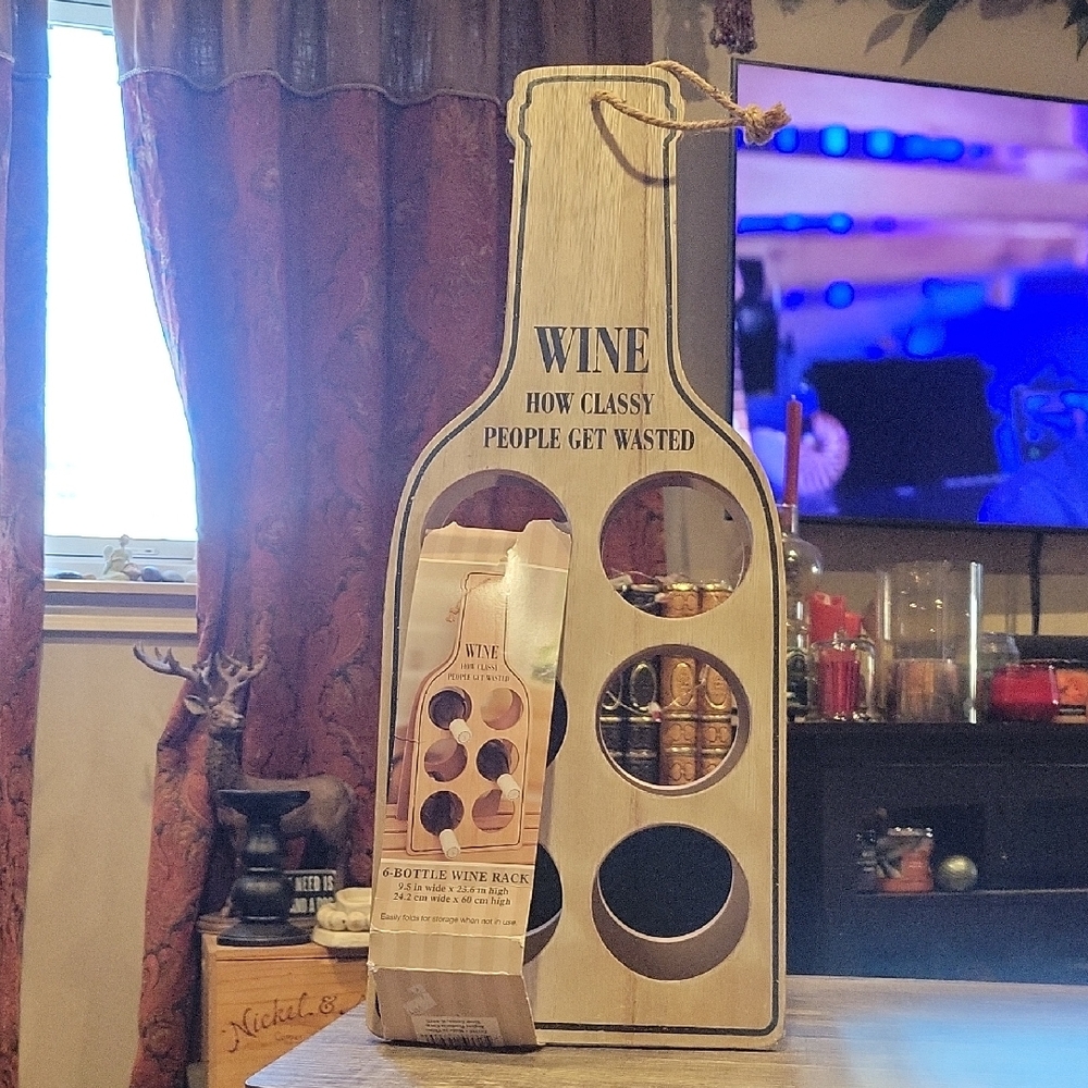 Wine Bottle Holder/NEW/Wood/ Bamboo?Folds Flat/ Large